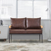 Luxury 2 Seater Deep Brown Faux Leather Sofa Armchair Couch Living Room Offices