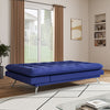 Velvet Fabric Sofa Bed 3 Seater Adjustable Living Room Recliner Couch Sofa Blue