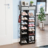 7+6 Tier Wooden Shoe Storage Rack Entryway Display Organizer with Drawer & Hooks