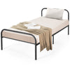 3FT Single Metal Bed Frame Heavy-duty Slatted Platform Bed with Curved Headboard