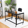 Large Rolling Computer Desk Metal Frame Writing Desk Workstation Lockable Wheels