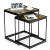 Set of 2 Industrial Coffee Nesting Table Set Stackable Sofa Side Table PC Desk