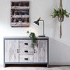 Large Grey Sideboard Storage Unit 2 Drawers 3 Doors Metal Handles Industrial