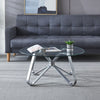 Round Coffee Table Modern 80cm Living Room Glass Top Accent Table Home Furniture