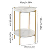 Real Marble Side End Table Golden Frame Nightstand Storage for Artworks Bonsai