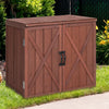 Outdoor Storage Shed Garden Patio Wood Utility Tool Cabinet W/Double Doors Brown