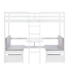 3ft Wooden Storage Bed Frame Bunk Beds Kids Loft Bed High Sleeper w/ Desk Chairs