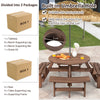 8-Person Outdoor Wooden Round Picnic Table Garden Circular Picnic Bear Table