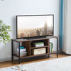 Brown Wooden TV Cabinet Metal Leg with Compartment Shelf Unit Industrial Style