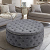 Large Round Upholstered Stool Coffee Table Stand Pouf Chair Pouffe Footrest Grey