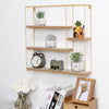 4 Tier Square Wall Storage Unit Retro Wooden Industrial Style Metal Shelf Rack