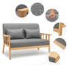 Wooden Armchair Sofa Couch Linen Solid w/ Cushion Lounge Living Room Dark Gray