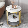 White Round Marble Coffee Table Sofa Side Table Anti-drop Fence Corner Cabinet