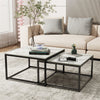 Genuine Marble Coffee Table Set of 2 Square Centre Table Side Table Home Display