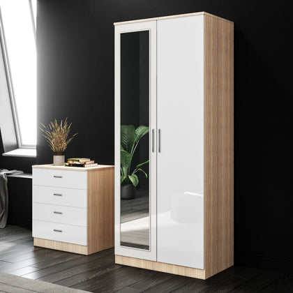 High Gloss Bedroom Furniture Set Wardrobe Mirror Chest of Drawer Bedside Cabinet