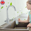 Chrome Bathroom Kitchen Sink Mixer Taps 360 Swivel Spout Double Lever Faucet UK