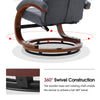 PU Leather Swivel Chair Recliner Armchair Home Lounge Sofa Chair With Footstool