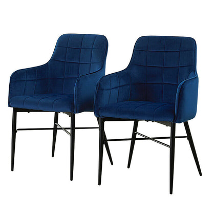 2 Pcs Blue Velvet Dining Chairs Dining Room Kitchen Chairs Tub Chairs Modern