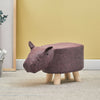 Hippo Animal Footstool Ottomans Faux Leahter Brown Padded Wood Leg Gift for Kid