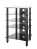 Stand Rack 5 Shelf Cabinet Black Glass Black Legs Extra deep 500mm