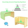 3-Piece Kids Table & Chair Set Children Wooden Activity Table Bench Storage Desk