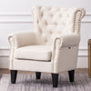 Retro Fabric Upholstered Armchair Tufted Wing Back Fireside Reception Sofa Chair