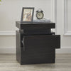 Nightstand Bedside Table W/ 2 Drawer High Gloss White Black Modern