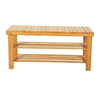 90cm Strip Pattern 3 Tiers Bamboo Stool Shoe Rack Storage Bench