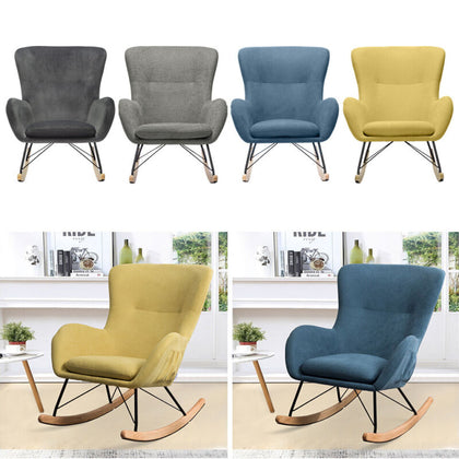Upholestered Linen Velvet Rocking Swing Armchair Sofa Lounge Chair Leisure Relax