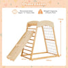 6 in 1 Wooden Climber Playset Double-sided Ramp Monkey Bars Climbing Net Ladder