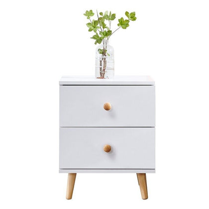 Nightstand 2White Drawers Storage Wood Bedside Cabinet Small Side Table Bedroom