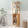 Bamboo Floor Storage Cabinet Narrow Freestanding Storage Cabinet Stand with Door
