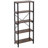 5 Tier Bookshelf Bookcase Industrial Wood Metal Storage Display Shelving Rack
