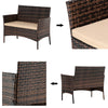 4PCS Brown Rattan Garden Furniture Set Patio Outdoor Sofa Table Chairs Set Home