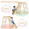 6 in 1 Wooden Climber Playset Double-sided Ramp Monkey Bars Climbing Net Ladder