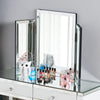 Glass Mirrored Dressing Table Makeup Vanity Desk Bedroom w/ Drawer&Mirror&