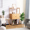 2 Tier Bamboo Bathroom Storage Cabinet Freestanding Cupboard Display Rack 2-Door