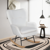 Teddy Fleece Rocking Chair Wingback Armchair Accent Chairs Nursing Soft White