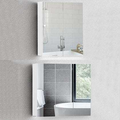 Wood Bathroom Cabinet 2/3 Door White Wall Mounted Mirror Storage Cupboard Glass