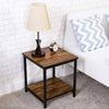 Retro 2 Tier Wooden Sofa Side Coffee Table with Shelf Storage Bedside Nightstand