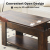 Wooden Coffee Table With Lift Up Top Storage Area and Magazine Shelf