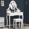 Dressing Table with Drawers, Mirror Stool Set Makeup Desk Vanity Table Bedroom