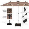 4.6M Solar 36 LED Patio Double-Sided Umbrella Outdoor Extra Large Crank Parasol