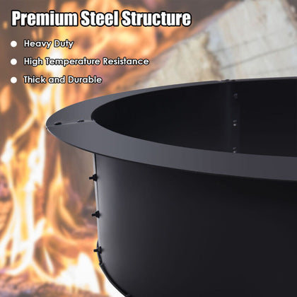 93cm Fire Pit Ring Heavy Duty Thick Fire Pit Liner Solid Steel DIY Wood Burning