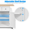 Kitchen Island Rolling Storage Cabinet Trolley Cart Adjustable Shelves 2 Drawers