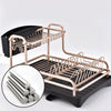 2Tier Rose Gold Dish Drainer Cutlery Cup Plates Holder Sink Rack Drip Tray Decor