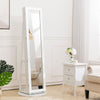 Jewelry Storage Cabinet Full-Length Mirror Lockable Swivel Armoire Floor Shelf