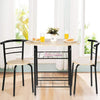 Small Table and 2 Chairs 3PCS Bar Kitchen Dining Breakfast Furniture Set W/Shelf