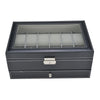 12 Grids Leather Watch Box Case Jewelry Collection Storage Holder Glass Display