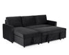 3 Seater Sofa Black Pull Out Sofa Comfy Cushions Right Hand Chase Sofabed